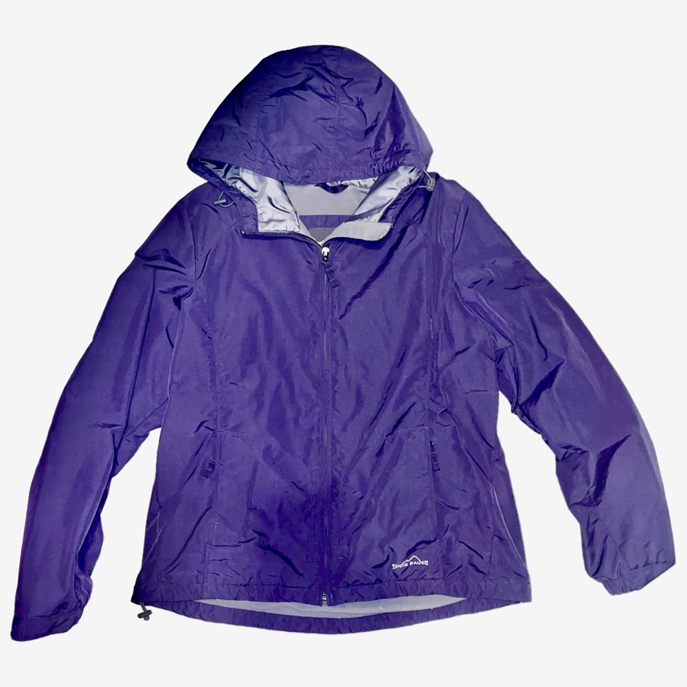 Eddie Bauer women’s size L purple fleece lined hooded coat jacket